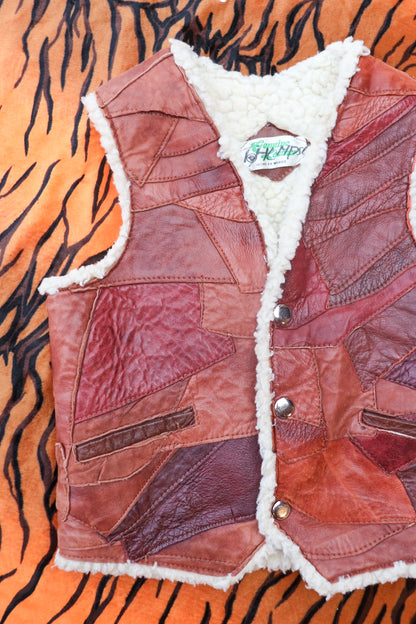 70s Kids Patchwork Leather Vest