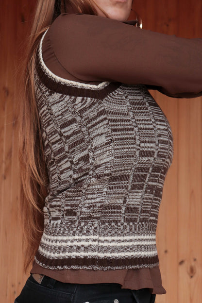 Brown Toned Knit Vest