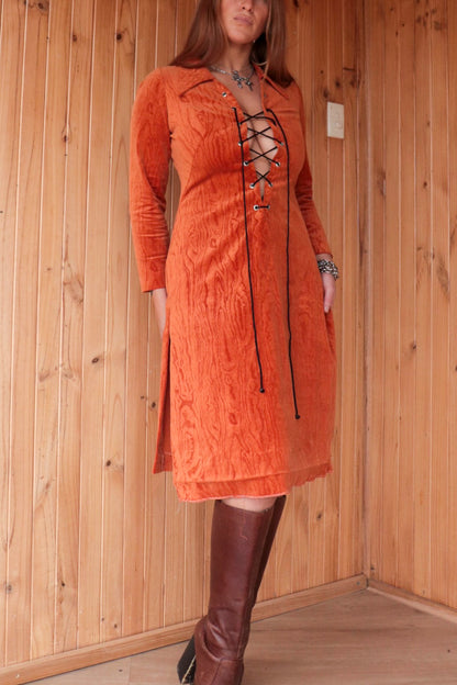 Tree Patterned Velvet Midi