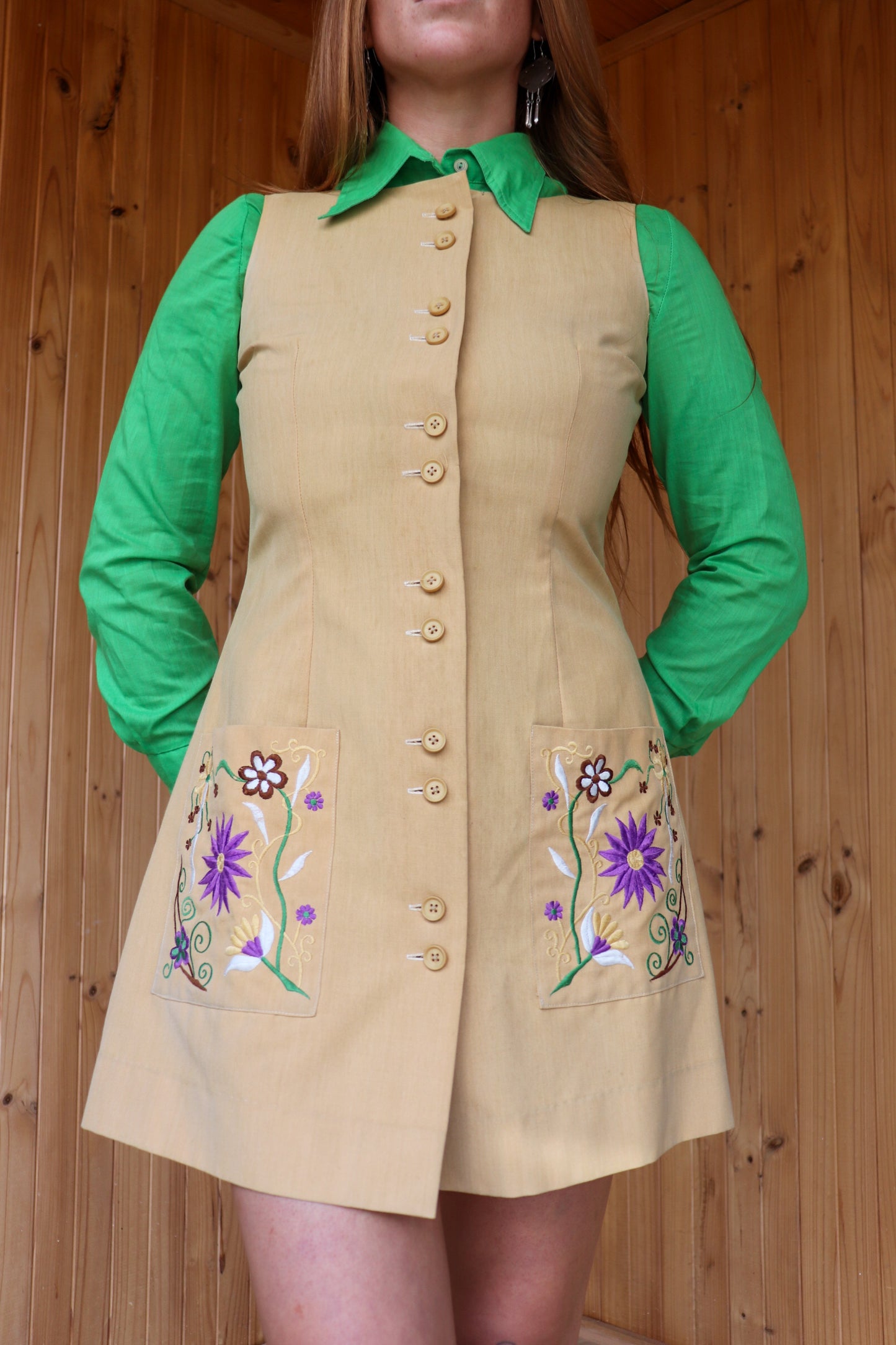 70s Mini Floral Button Up Pinafore