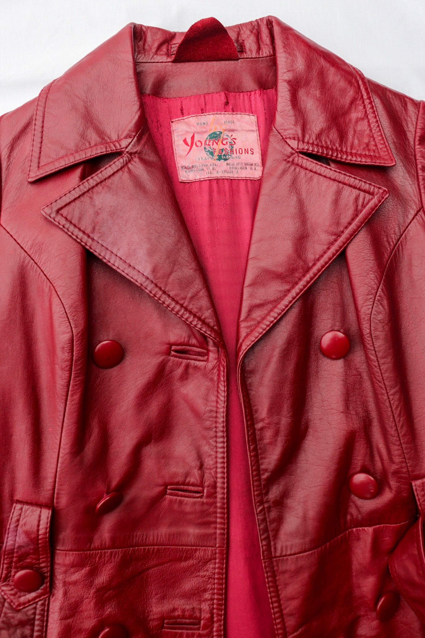 70s Burgundy Leather Trench Coat