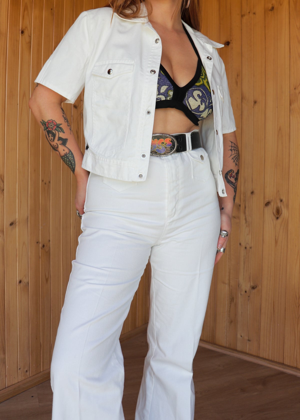 70s Deadstock White Denim Set
