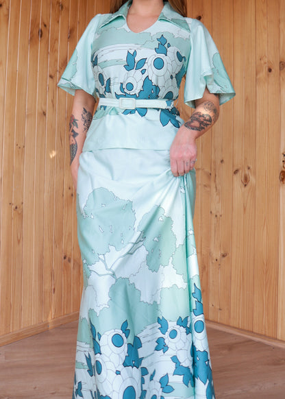 70s Satin Two Piece Set