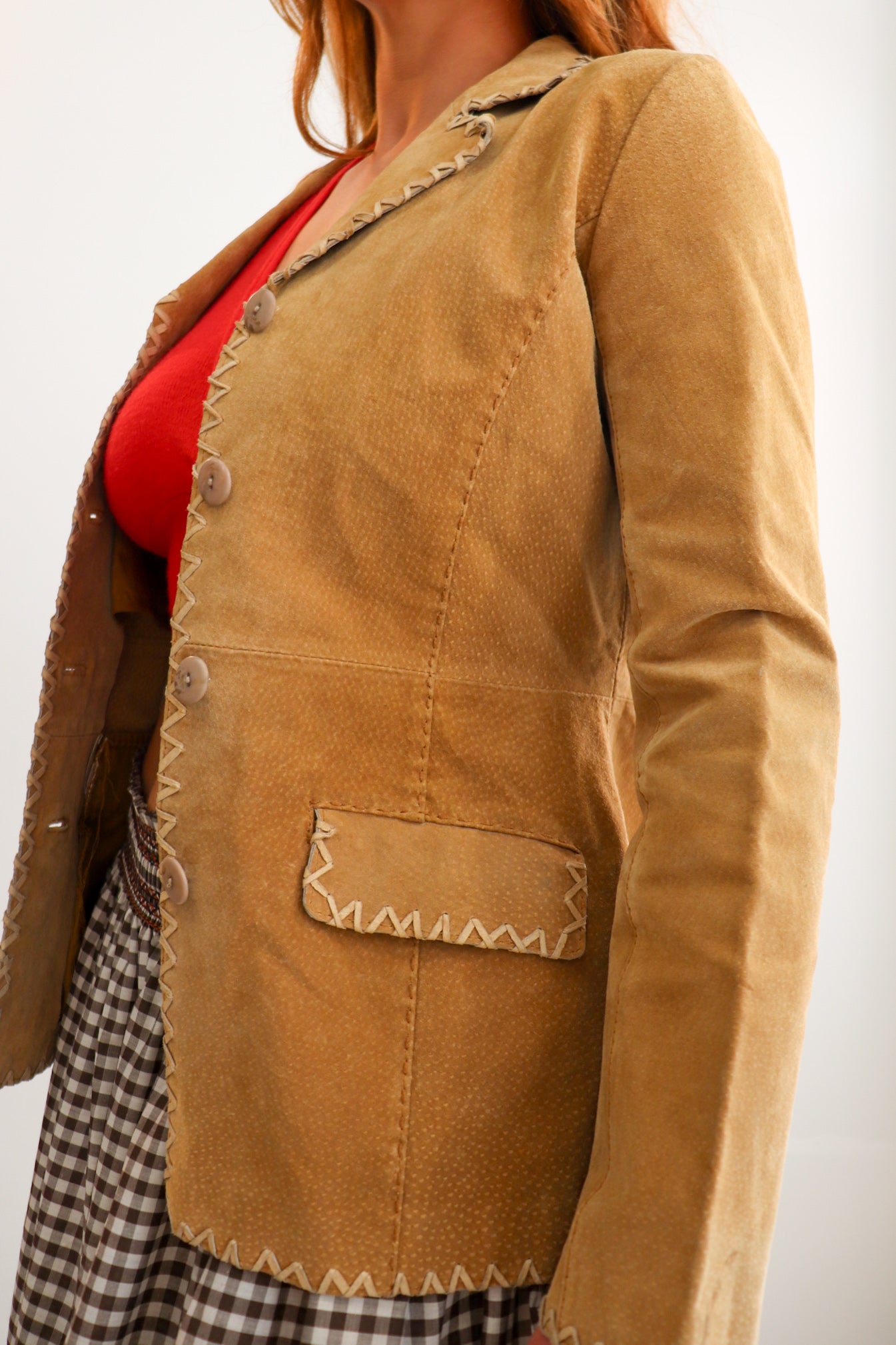 Caramel Tie Up Suede Coat