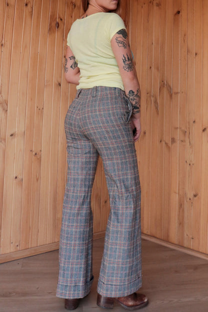 70s Wool Tartan Flares