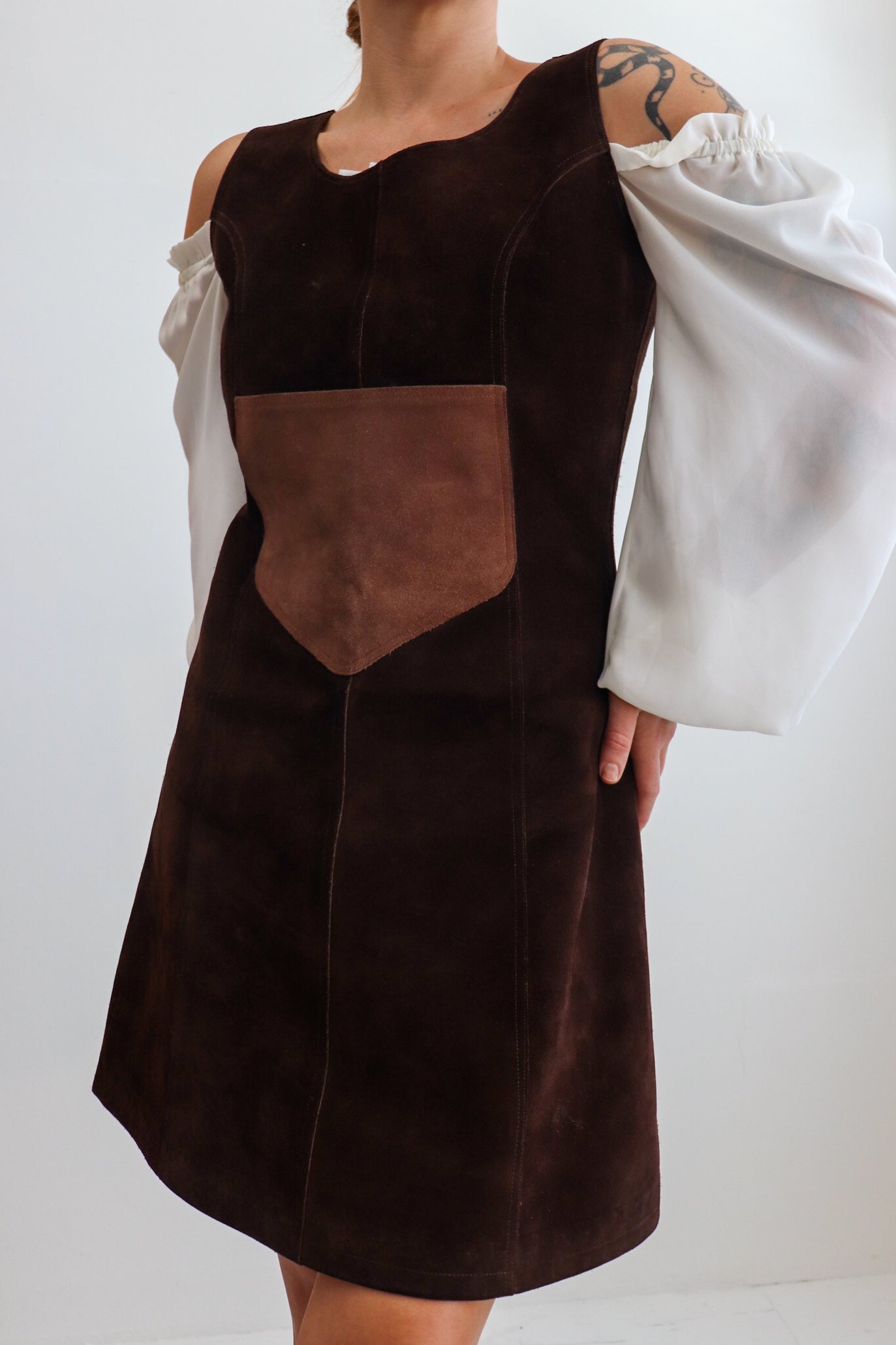 70s Suede Midi Pinafore