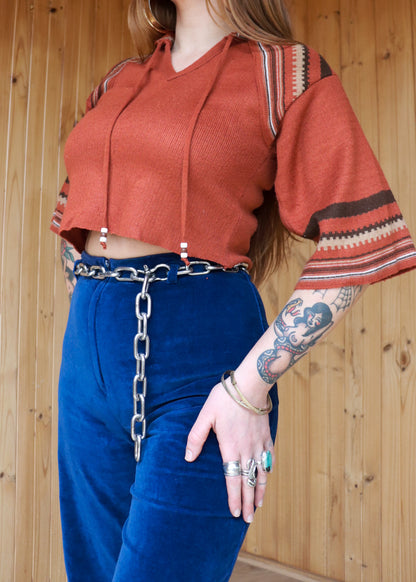 70s Knit Raw Hem Top