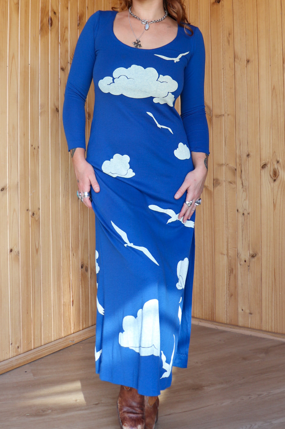 70s Hand Painted Cloud Maxi
