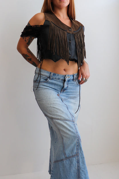 Black & Brown Fringe Vest