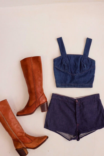Dark Denim Bustier Crop