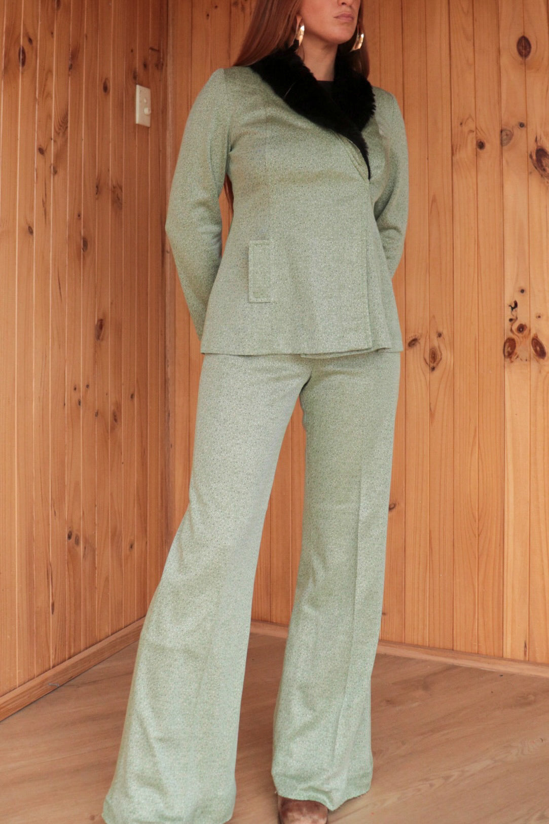 Faux Fur Flared Suit