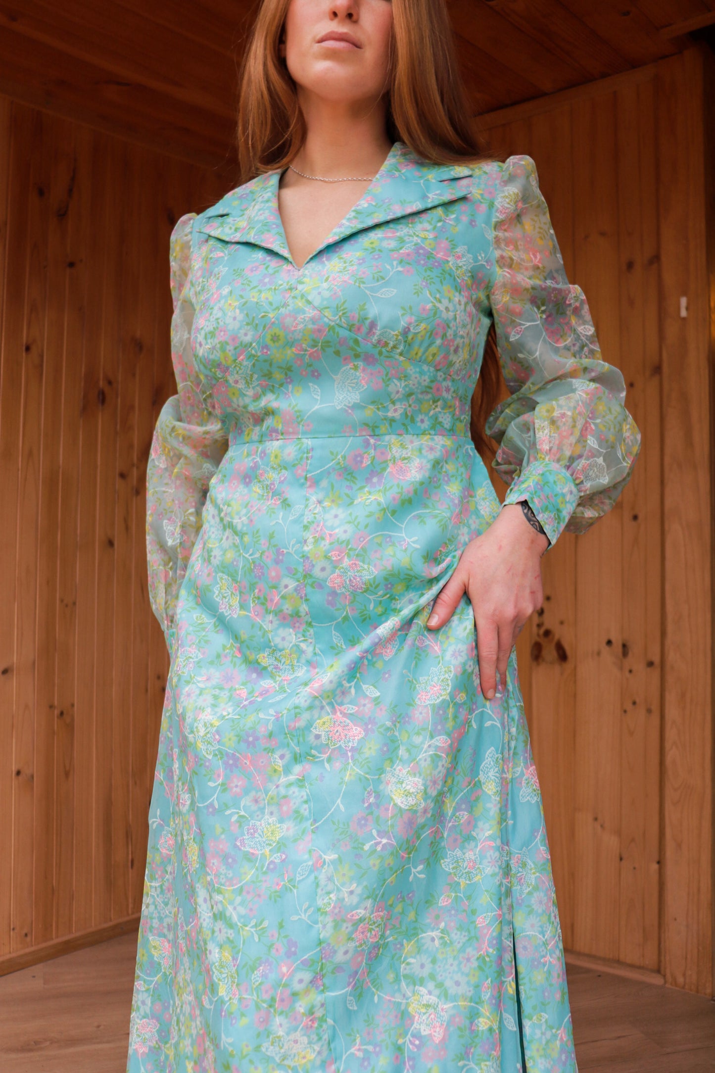 70s Floral Chiffon Prairie