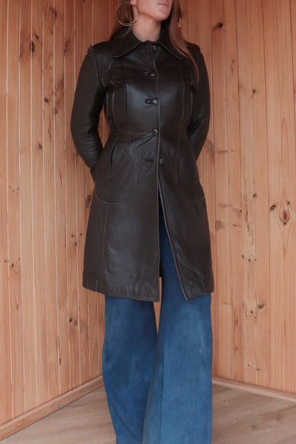 Brown Leather Trench