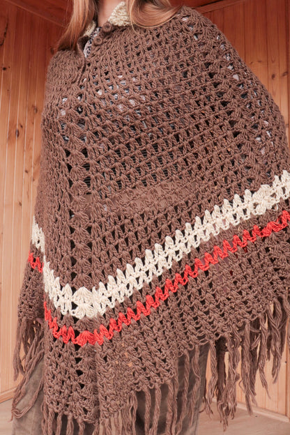 70s Brown Toned Poncho