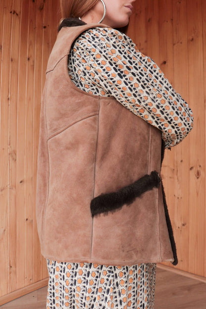 Brown Suede & Wool Vest