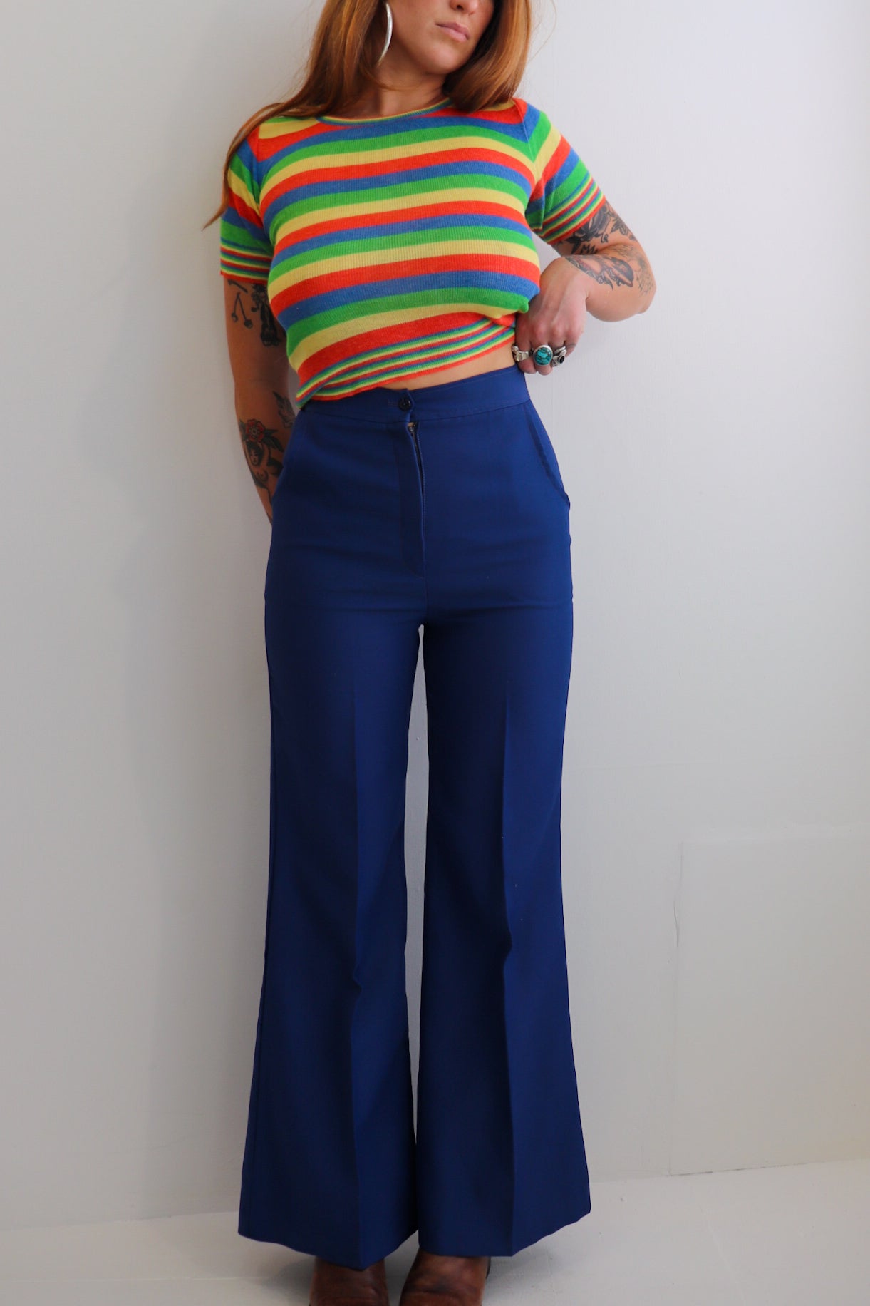 70s Navy High Waisted Bells
