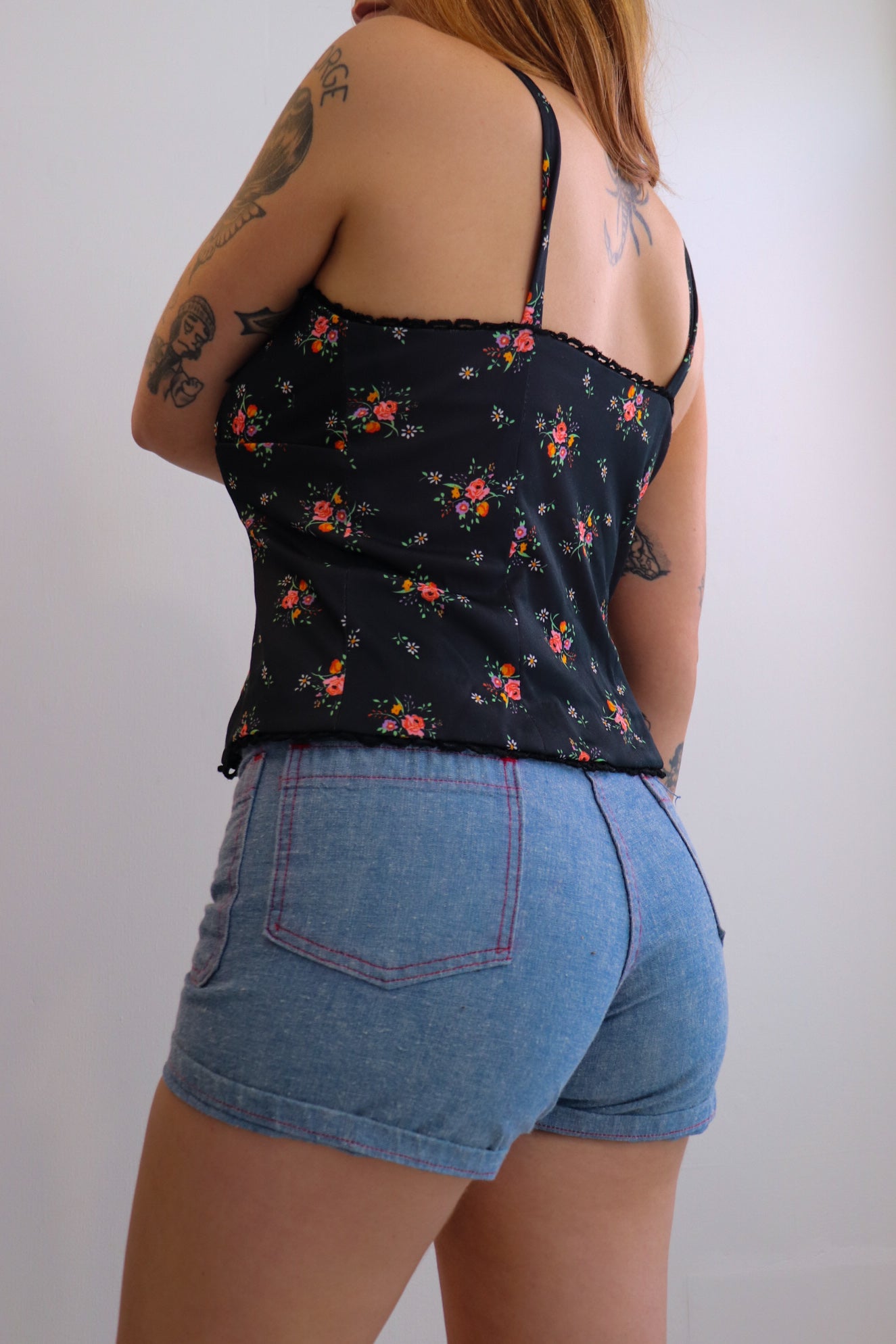 Black Floral Button Up Bustier