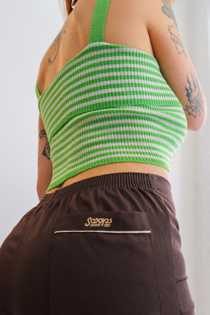 Green Knit Stripe Tank