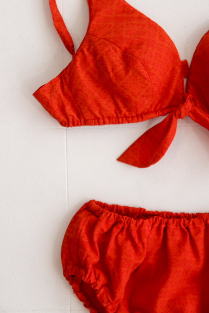 Orange Patterned Dolls Bikini Set