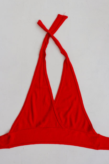 Red Woven Halter Crop