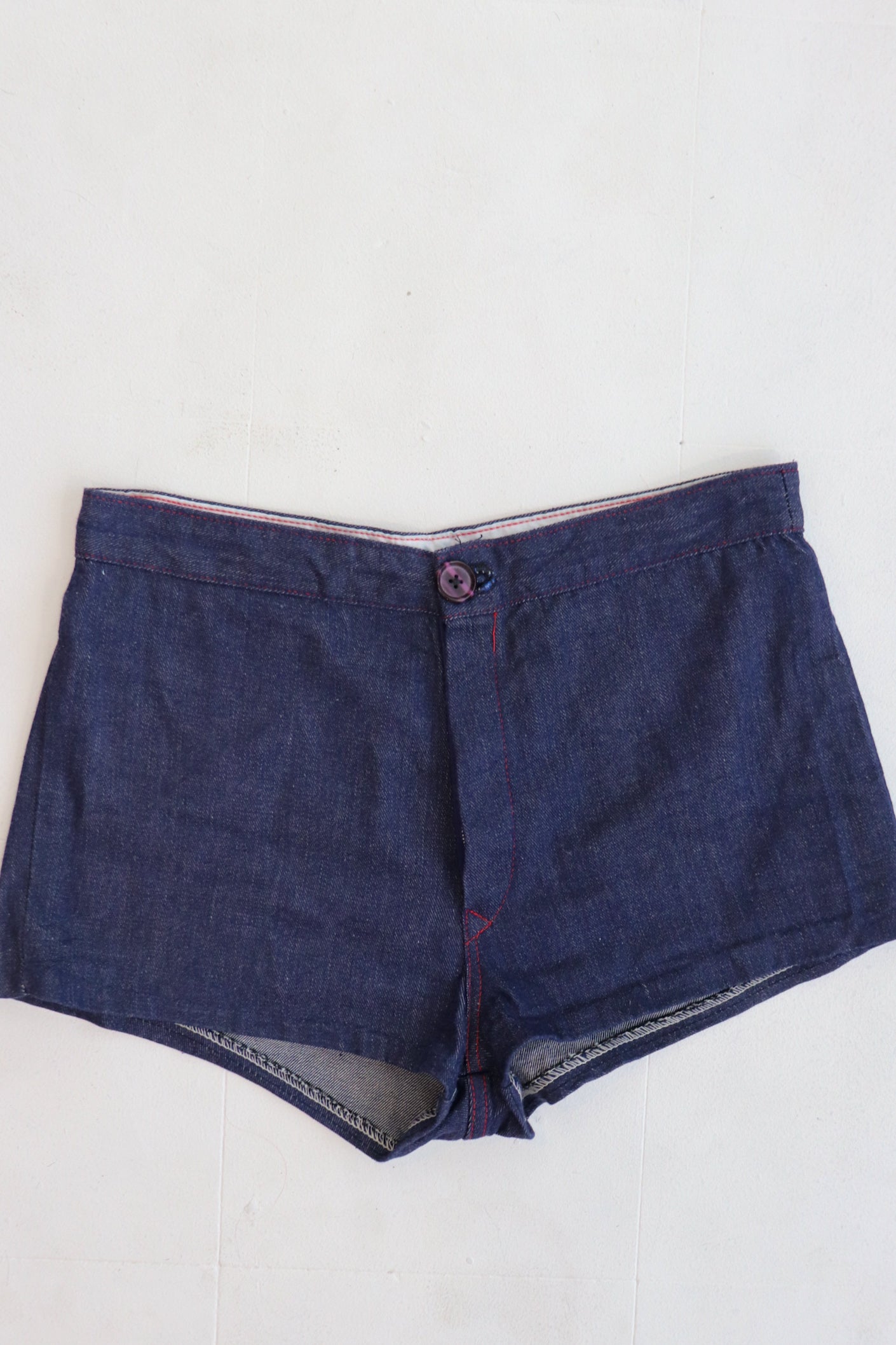 Dark Denim Red Stitch Hot Shorts