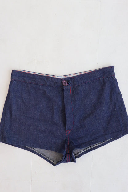Dark Denim Red Stitch Hot Shorts