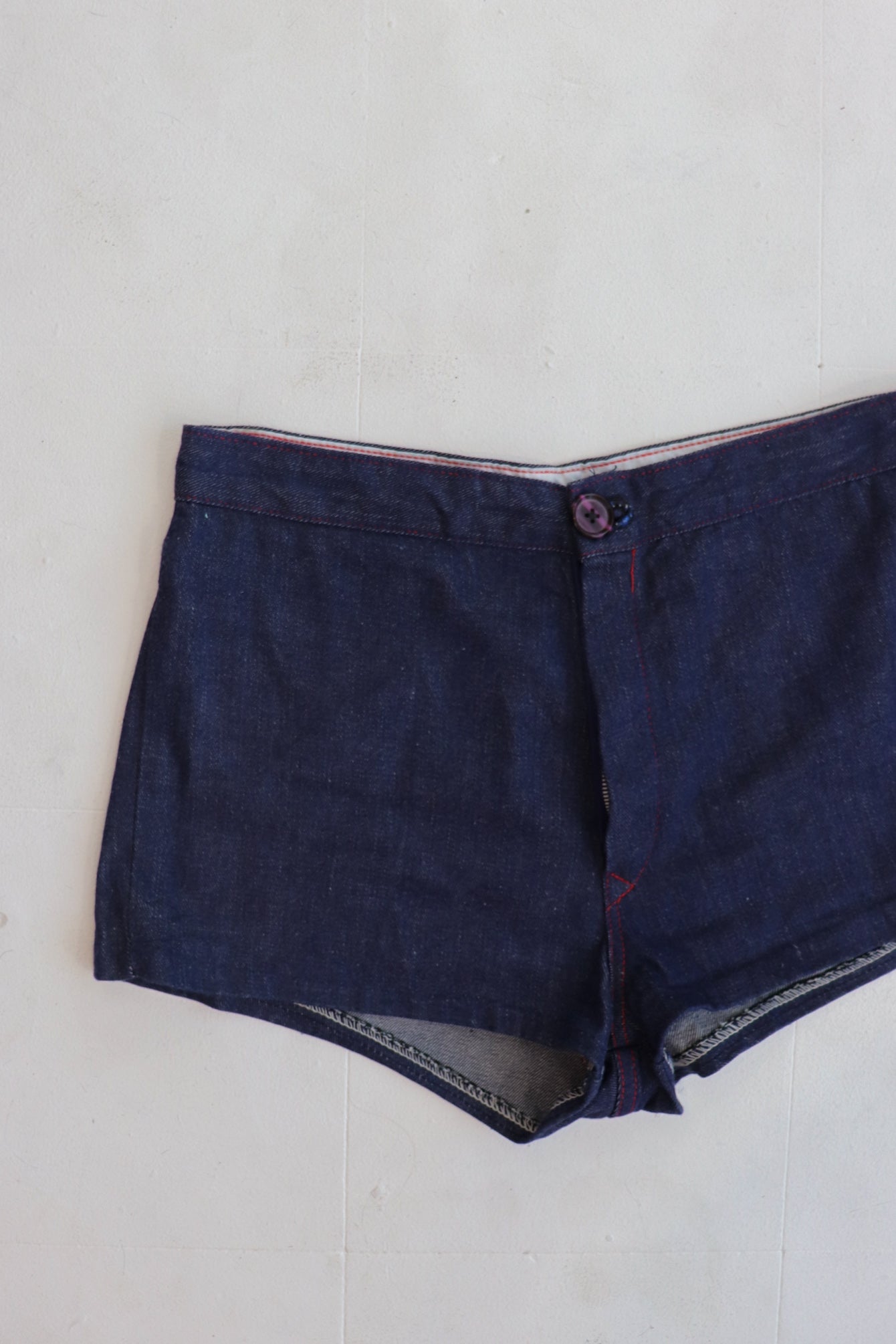 Dark Denim Red Stitch Hot Shorts