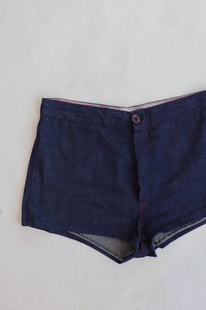 Dark Denim Red Stitch Hot Shorts