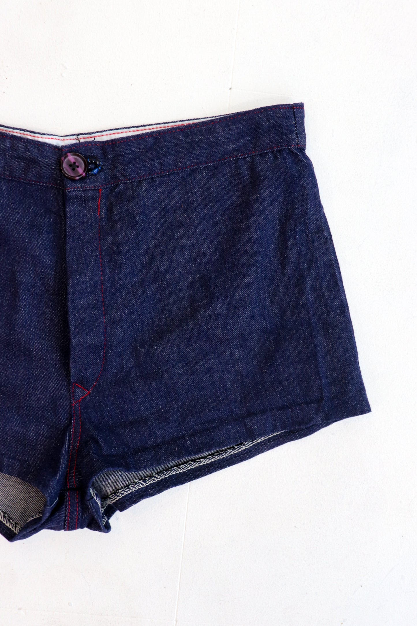 Dark Denim Red Stitch Hot Shorts