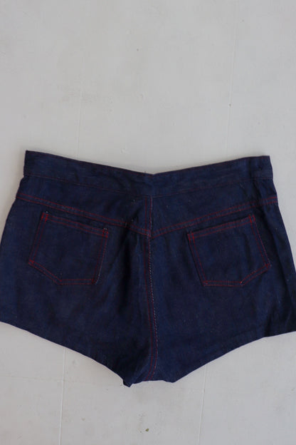 Dark Denim Red Stitch Hot Shorts