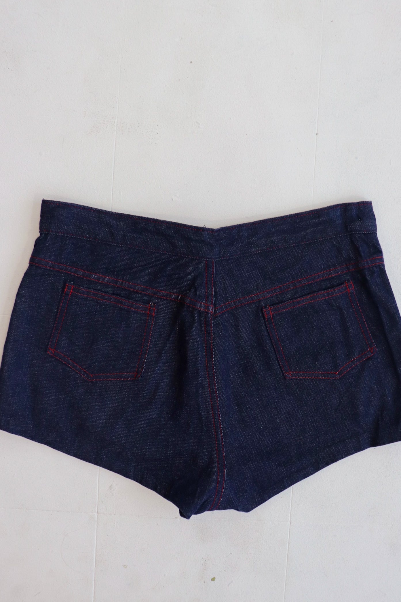Dark Denim Red Stitch Hot Shorts