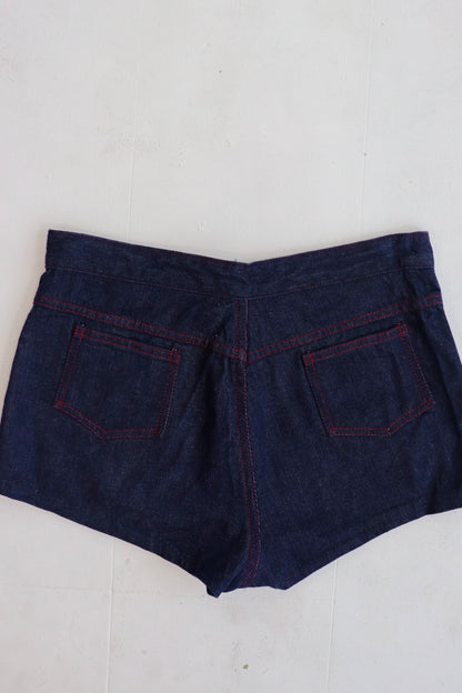 Dark Denim Red Stitch Hot Shorts